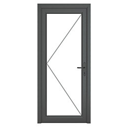 Crystal  Fully Glazed 1-Clear Light Left-Hand Opening Anthracite Grey uPVC Back Door 2090mm x 840mm