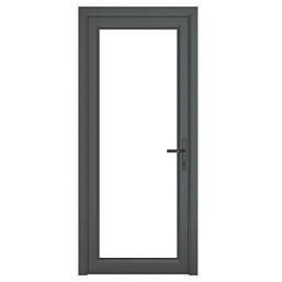 Crystal  Fully Glazed 1-Clear Light Left-Hand Opening Anthracite Grey uPVC Back Door 2090mm x 840mm