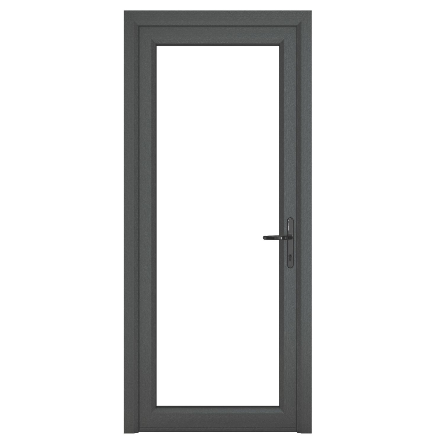 Crystal Fully Glazed 1-Clear Light Left-Handed Anthracite Grey uPVC Back Door 2090mm x 840mm (250JN)