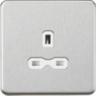 Knightsbridge  13A 1-Gang Unswitched Socket Brushed Chrome with White Inserts