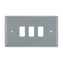 British General Nexus Metal Grid 3-Module Grid Faceplate Grey
