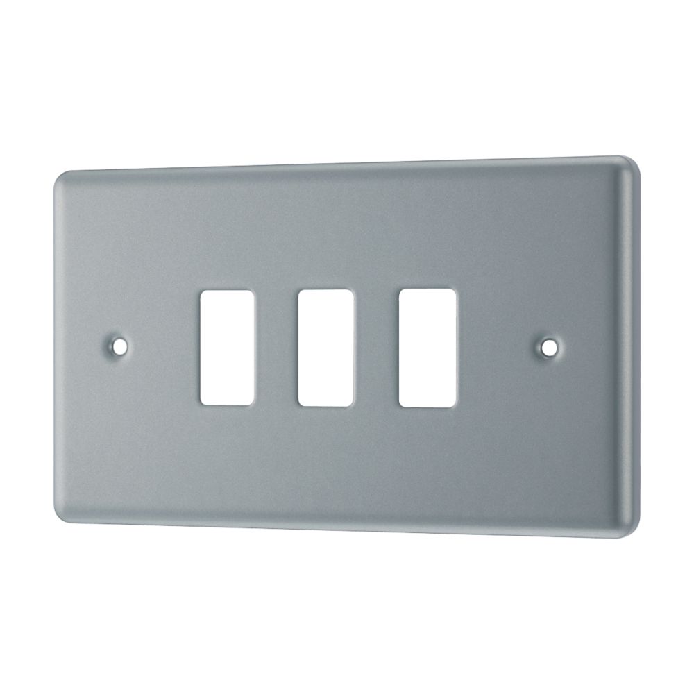 British General Nexus Metal Grid 3-Module Grid Faceplate Grey