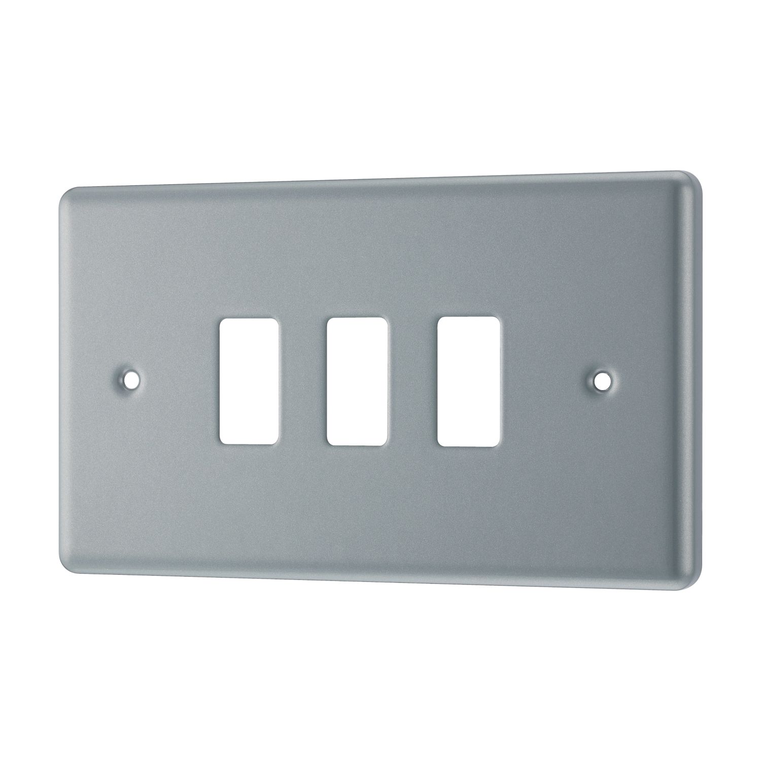 British General Nexus Metal Grid 3-Module Grid Faceplate Grey (250PY)