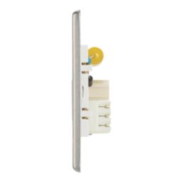 Contactum iConic 1-Gang Master Telephone Socket Brushed Steel with White Inserts