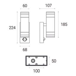 4lite Marinus Outdoor IP44 Up/Down Wall Light With PIR Sensor Stainless Steel