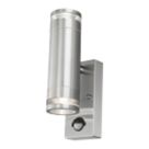 4lite Marinus Outdoor IP44 Up/Down Wall Light With PIR Sensor Stainless Steel