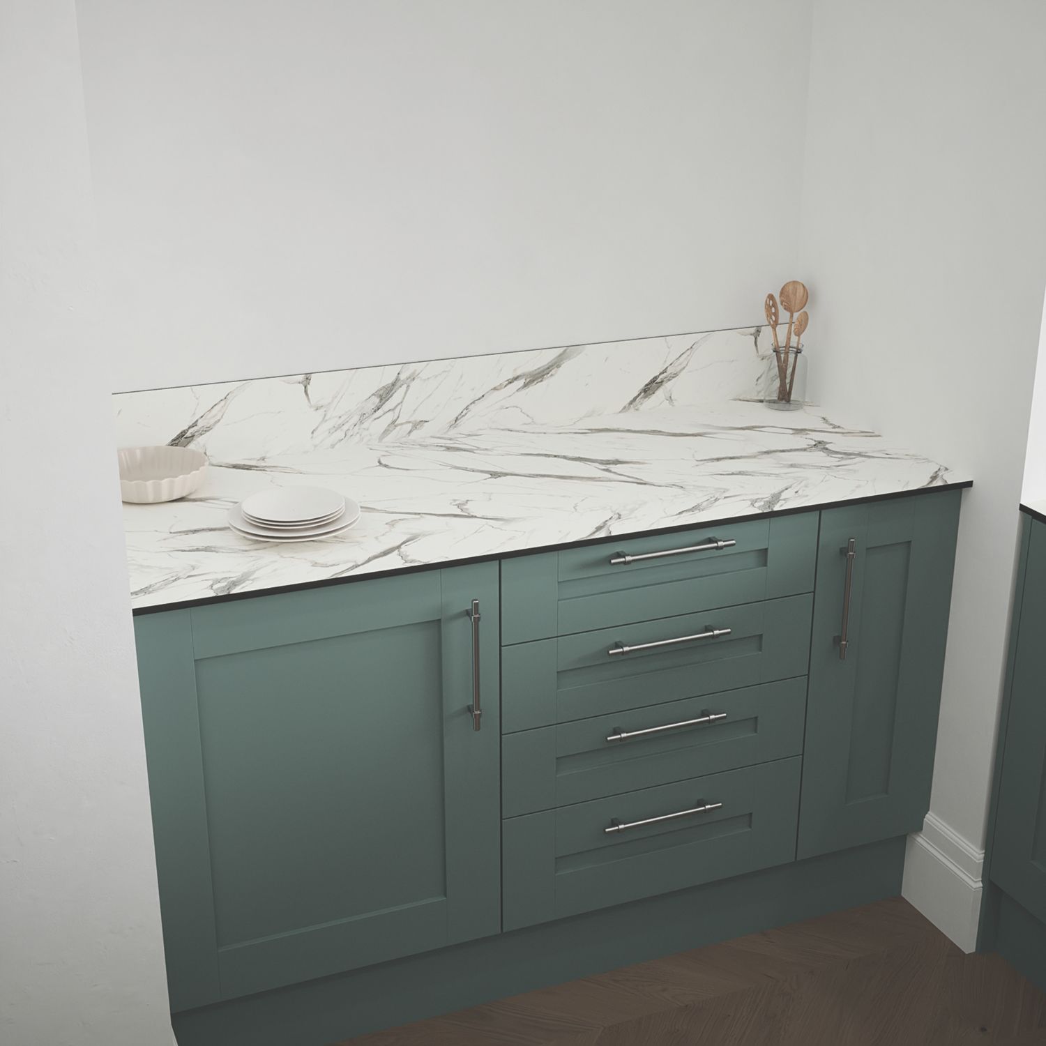 Mariz Vena White Composite Kitchen Worktop 640mm x 3050mm x 12mm (250YY)
