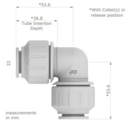 JG Speedfit  Plastic Push-Fit Equal 90° Elbows 22mm 5 Pack