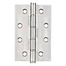 Smith & Locke  Polished Stainless Steel Grade 7 Fire Rated Washered Hinges 102mm x 67mm 2 Pack