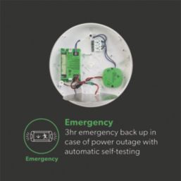 4lite KUDO Indoor & Outdoor Maintained Emergency Round LED Wall/Ceiling Light Bulkhead  White 18W 1700lm