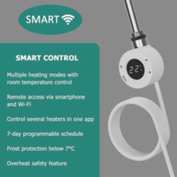 Ximax 816mm x 500mm 1024BTU Black Flat Electric Towel Radiator