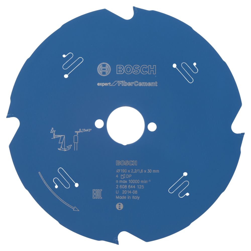 Bosch Expert Fibre Cement Circular Saw Blade 190mm x 30mm 4T Screwfix