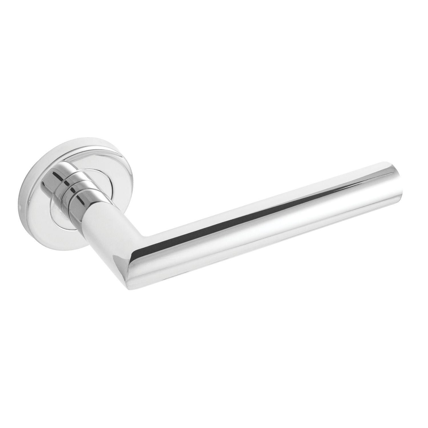 Eclipse Precision Mitred Fire Rated Lever on Rose Door Handle Pair Polished Stainless Steel (251KW)