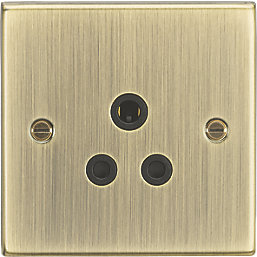 Knightsbridge  5A 1-Gang Unswitched 5A Socket Antique Brass with Black Inserts