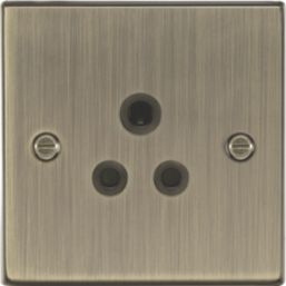 Knightsbridge  5A 1-Gang Unswitched 5A Socket Antique Brass with Black Inserts