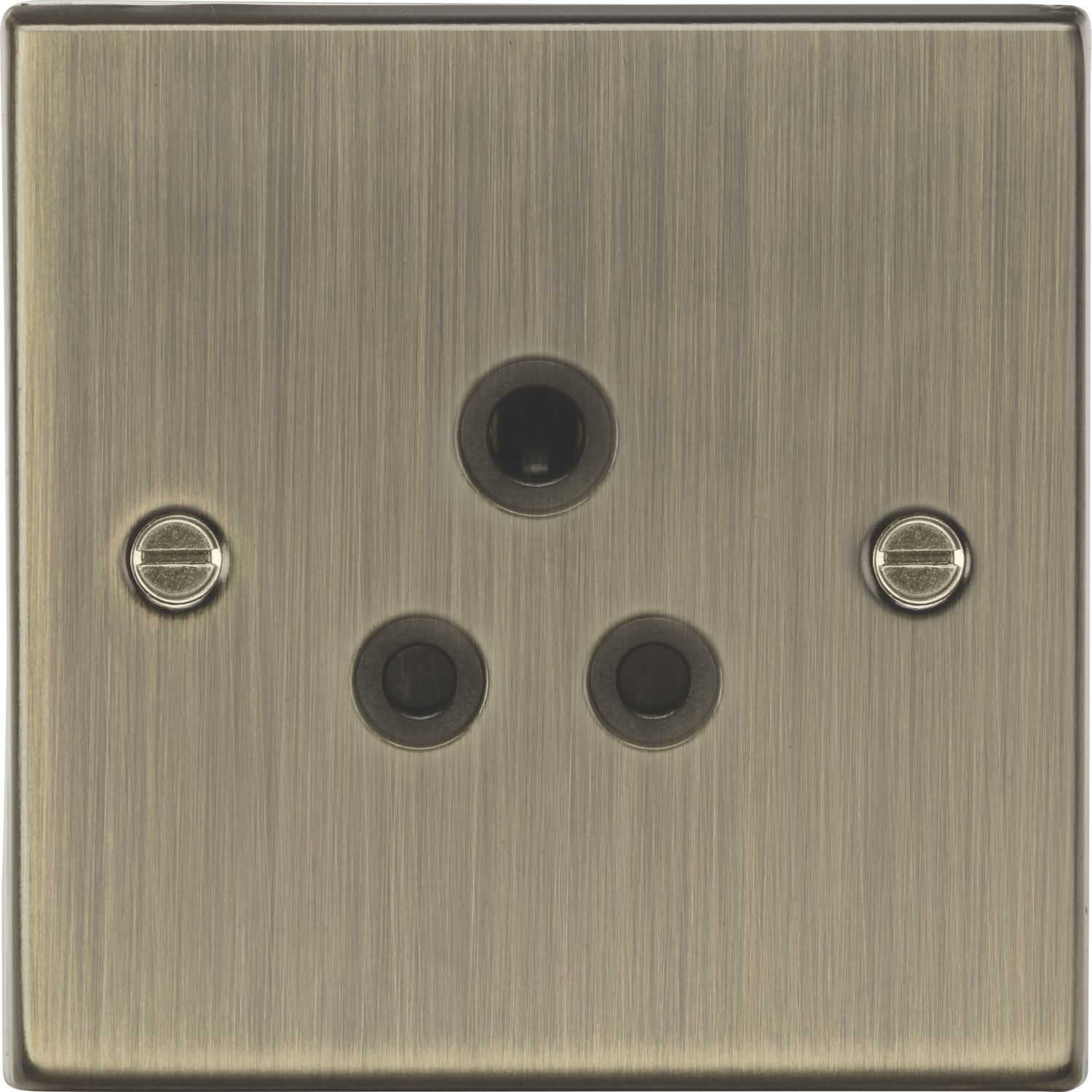 Knightsbridge 5A 1-Gang Unswitched 5A Socket Antique Brass with Black Inserts (251VF)