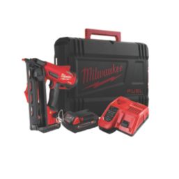 Milwaukee M18FN16GA-202X 1.6mm 18V 2 x 2.0Ah Li-Ion RedLithium Brushless Second Fix Cordless Nail Gun
