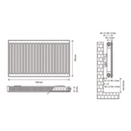 Flomasta 700mm x 1100mm 4070BTU White Type 11 Convector Radiator