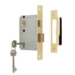 ERA  3 Lever Brass Effect Mortice Sashlock 76mm Case - 56mm Backset