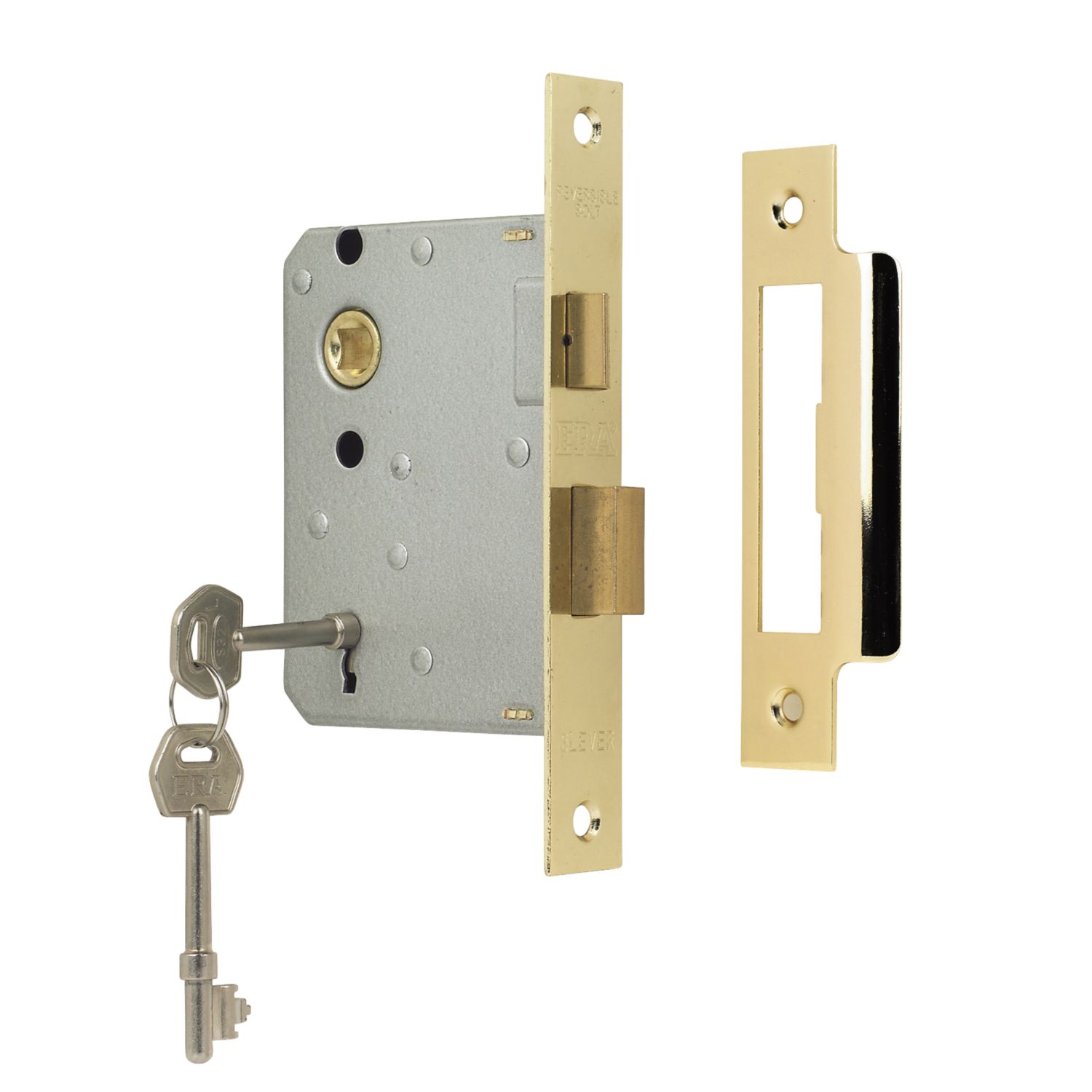 ERA 3 Lever Brass Effect Mortice Sashlock 76mm Case - 56mm Backset (25228)