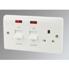 MK Logic Plus 45A 2-Gang DP Cooker Switch & 13A DP Switched Socket White with Neon