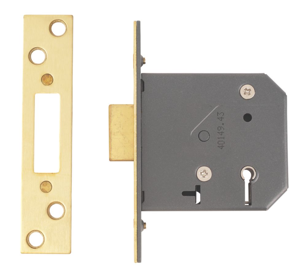 Yale 5 Lever Polished Brass Mortice Deadlock 76mm Case - 57mm Backset