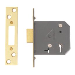 Yale  5 Lever Polished Brass Mortice Deadlock 76mm Case - 57mm Backset