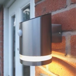 Luceco Guardian Outdoor LED Wall Light With PIR Sensor Stainless Steel 100lm