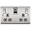 British General Nexus Metal 13A 2-Gang SP Switched Socket + 3A 2-Outlet Type A & C USB Charger Brushed Steel with Graphite Inserts