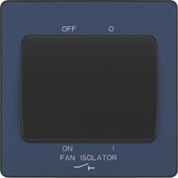 British General Evolve 10A 1-Gang 3-Pole Fan Isolator Switch Blue  with Black Inserts