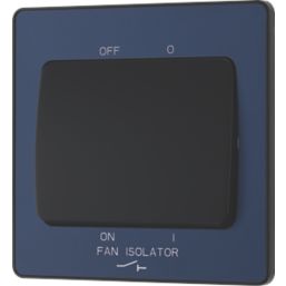 British General Evolve 10A 1-Gang 3-Pole Fan Isolator Switch Blue  with Black Inserts
