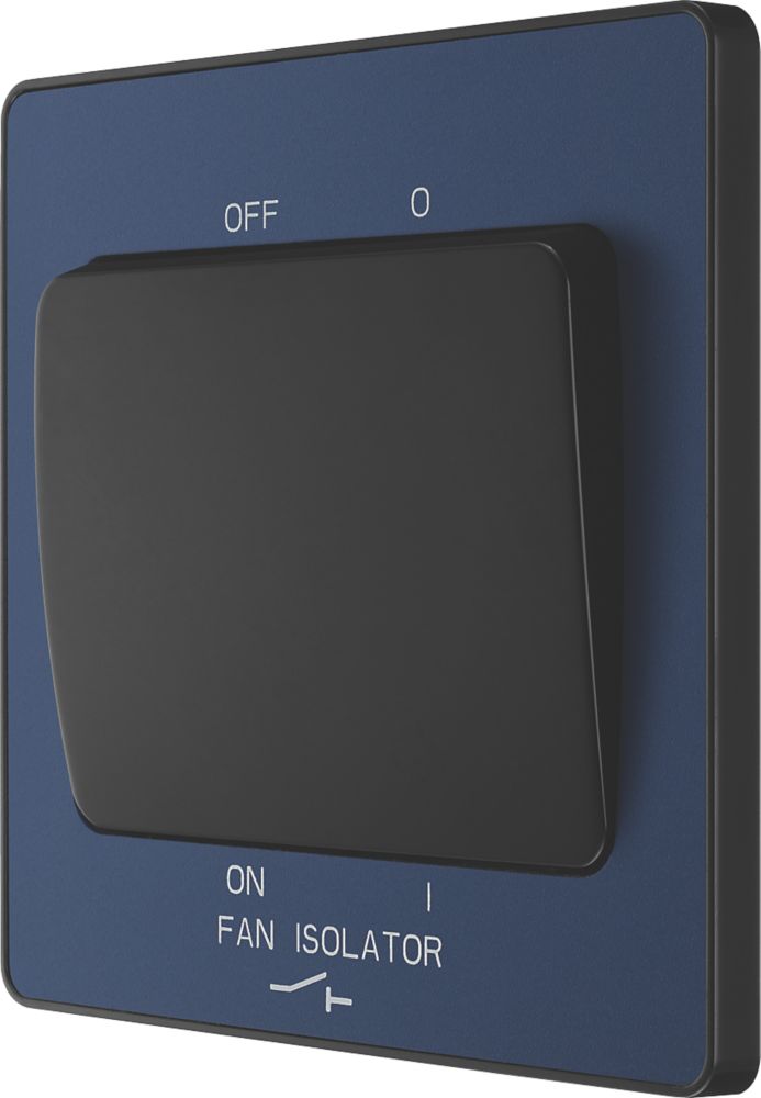 British General Evolve 10A 1-Gang 3-Pole Fan Isolator Switch Blue  with Black Inserts