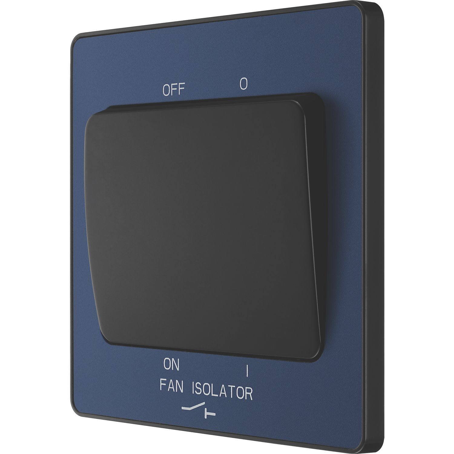 British General Evolve 10A 1-Gang 3-Pole Fan Isolator Switch Blue with Black Inserts (252PX)
