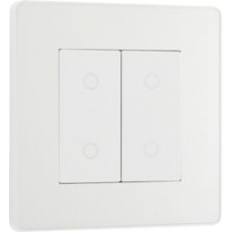 British General Evolve 2-Gang 2-Way LED Double Master Touch Trailing Edge Dimmer Switch  Pearlescent White with White Inserts