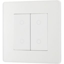 British General Evolve 2-Gang 2-Way LED Double Master Touch Trailing Edge Dimmer Switch  Pearlescent White with White Inserts