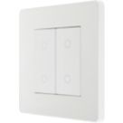 British General Evolve 2-Gang 2-Way LED Double Master Touch Trailing Edge Dimmer Switch  Pearlescent White with White Inserts