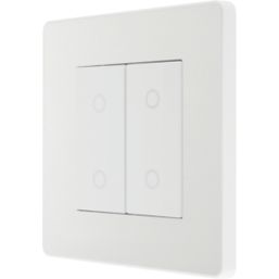 British General Evolve 2-Gang 2-Way LED Double Master Touch Trailing Edge Dimmer Switch  Pearlescent White with White Inserts