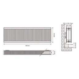 Flomasta 600mm x 1400mm 8165BTU White Type 22 Convector Radiator