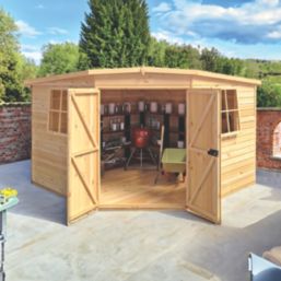 Shire  10' x 10' (Nominal) Pent Shiplap T&G Timber Corner Shed