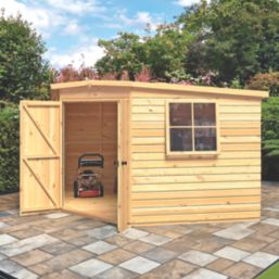 Shire  10' x 10' (Nominal) Pent Shiplap T&G Timber Corner Shed