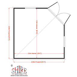 Shire  10' x 10' (Nominal) Pent Shiplap T&G Timber Corner Shed