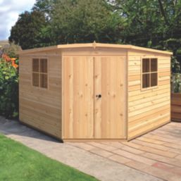 Shire  10' x 10' (Nominal) Pent Shiplap T&G Timber Corner Shed