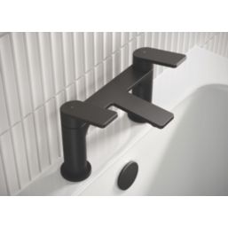 Bristan Frammento Black 150mm Deck Mounted Lever 2 Tap Holes Bath Mixer Tap