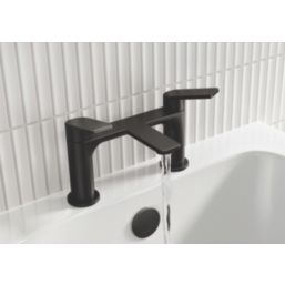 Bristan Frammento Black 150mm Deck Mounted Lever 2 Tap Holes Bath Mixer Tap