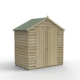 Forest 4Life 6' x 4' (Nominal) Apex Overlap Timber Shed with Base & Assembly