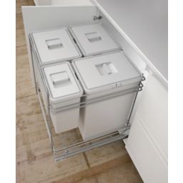 Hafele Pull-Out Kitchen Bin Grey 3 x 24 Ltr & 1 x 6Ltr