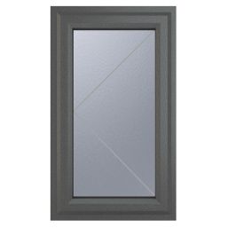 Crystal  Left-Hand Opening Obscure Triple-Glazed Casement Anthracite on White uPVC Window 610mm x 1115mm