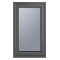 Crystal  Left-Hand Opening Obscure Triple-Glazed Casement Anthracite on White uPVC Window 610mm x 1115mm