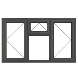 Crystal  Top, Left & Right-Hand Opening Clear Triple-Glazed Casement Anthracite on White uPVC Window 1770mm x 1040mm