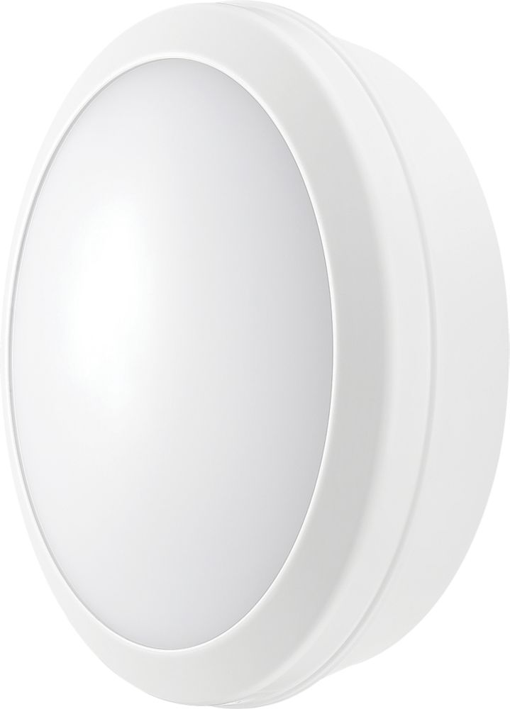Luceco Atlas Outdoor Round LED Bulkhead With Microwave Sensor White 12.5W 1250lm
